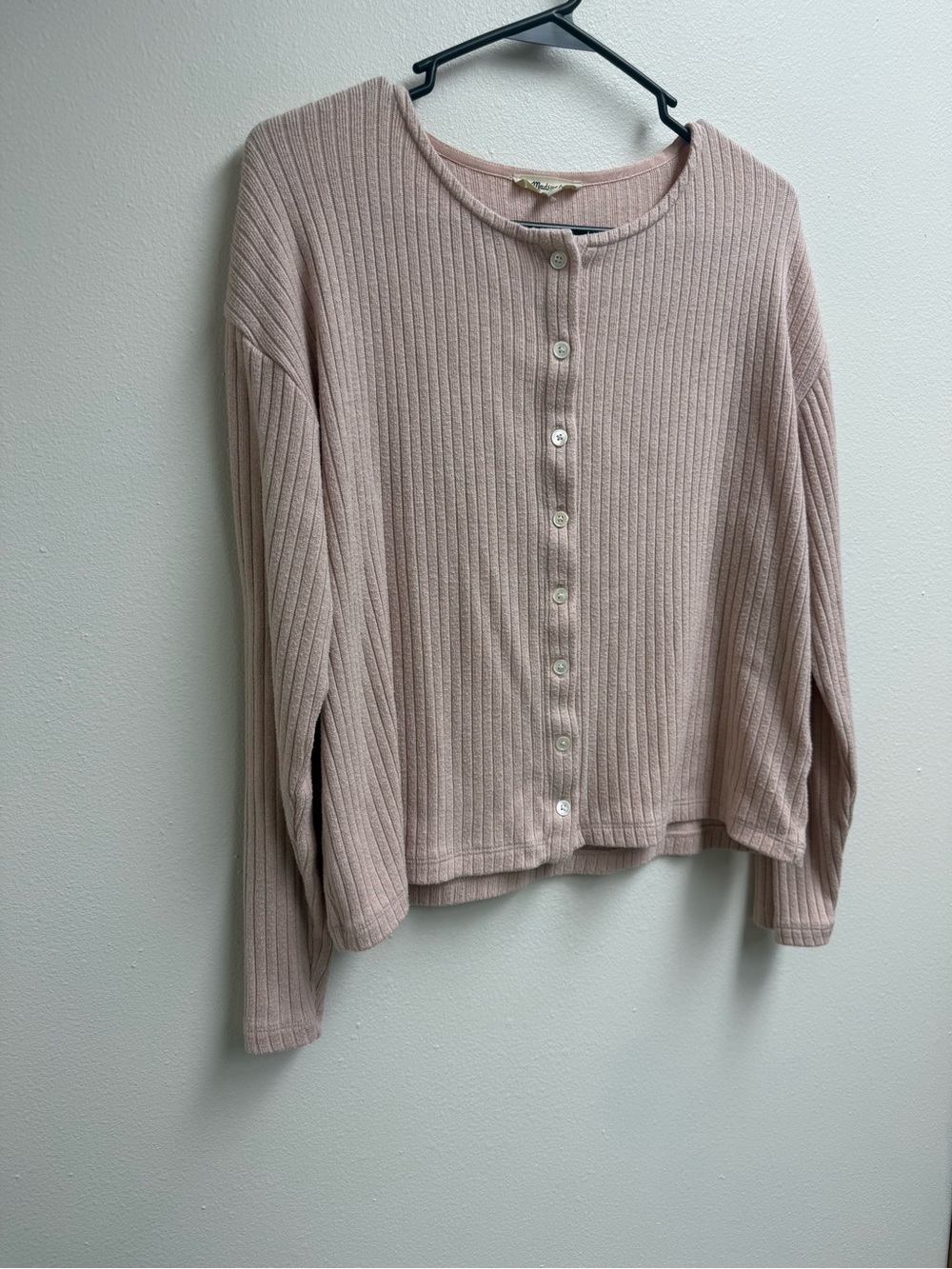 Madewell Blush Ribbed Button-Front Cardigan - Picture 4 of 5